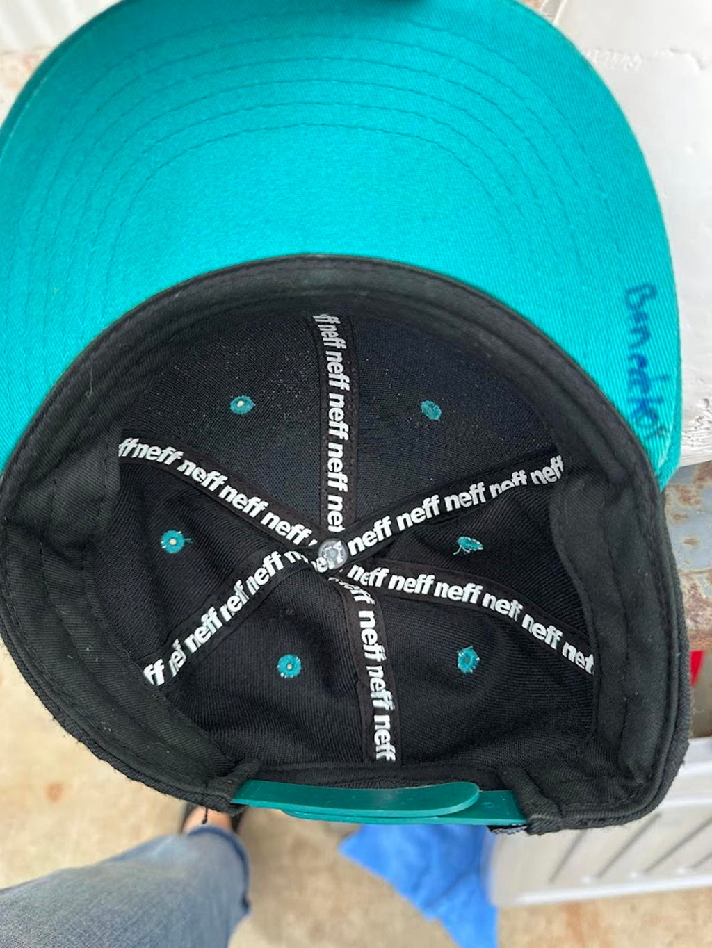 Neff Teal Black Snapback Flat Bill Hat