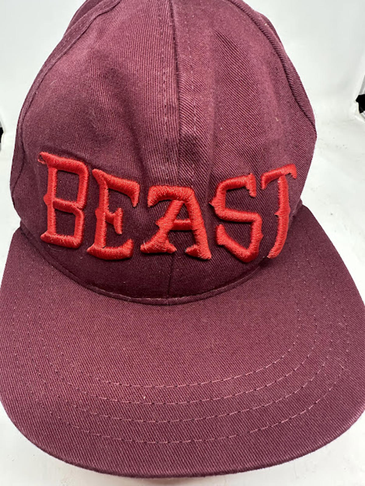 Beast Burgundy Snapback Hat Bold Embroidered