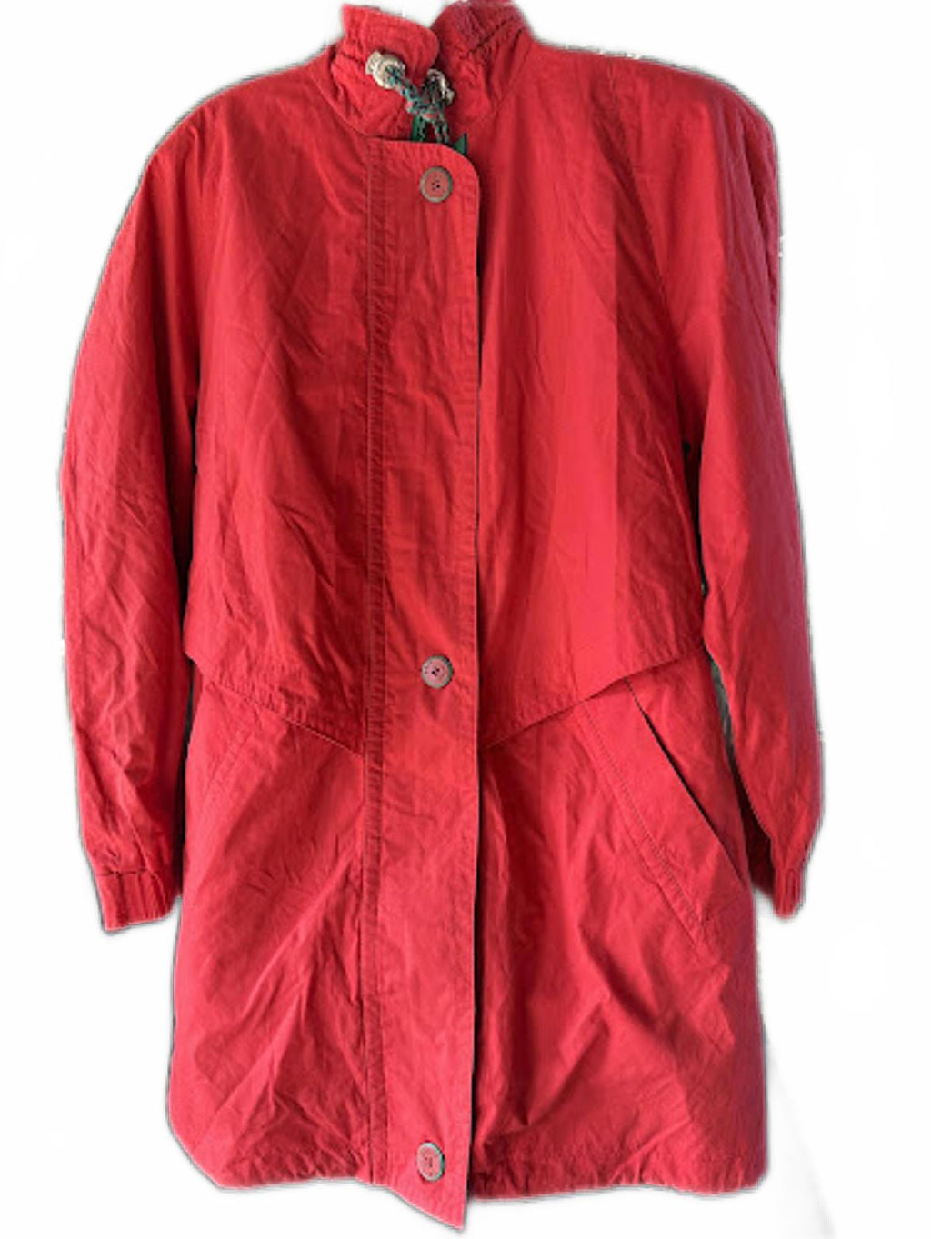 Vintage Red Trench Rain Coat 80s M