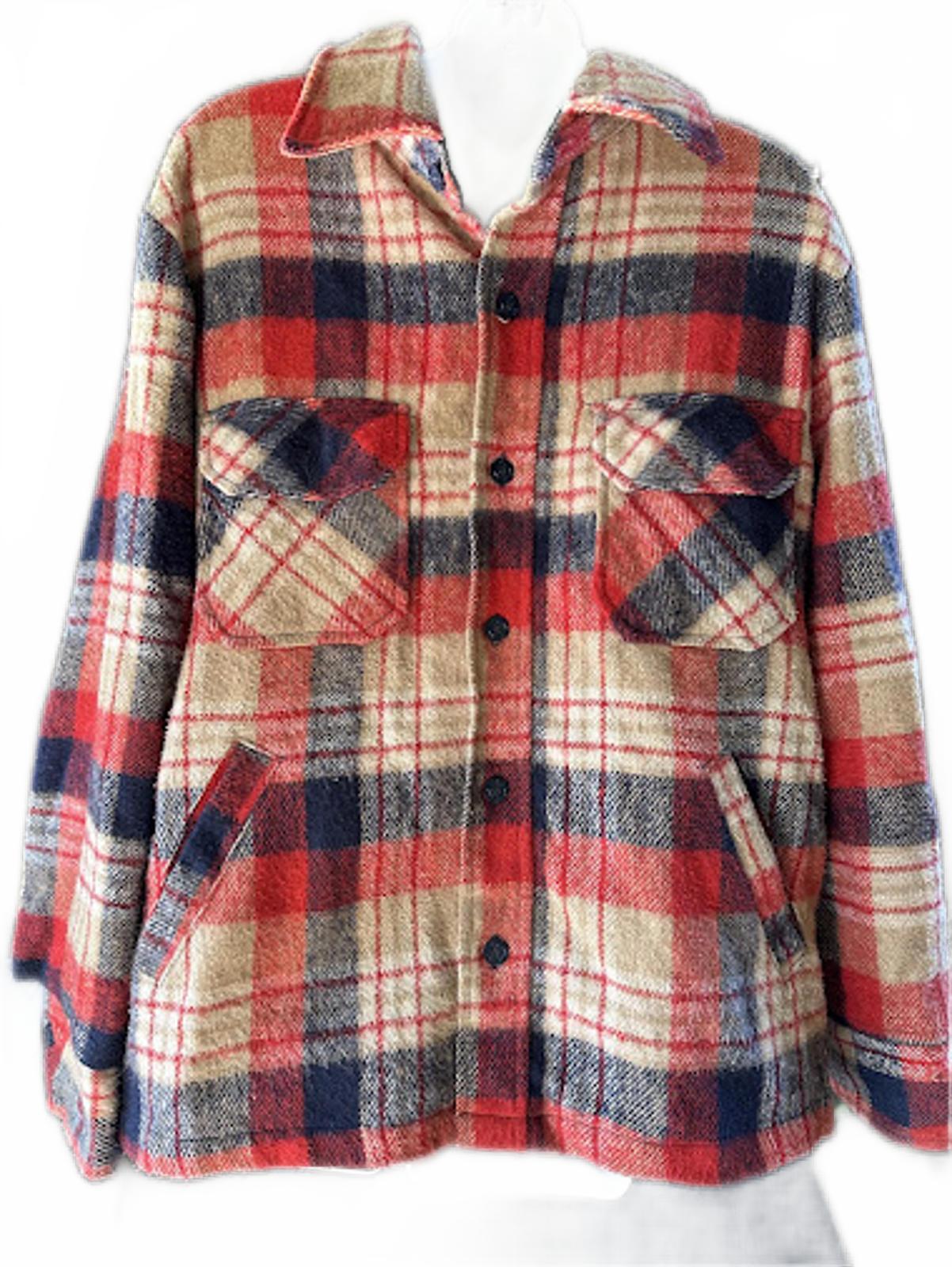 Vintage Kingsport Plaid Wool Shirt Jacket L