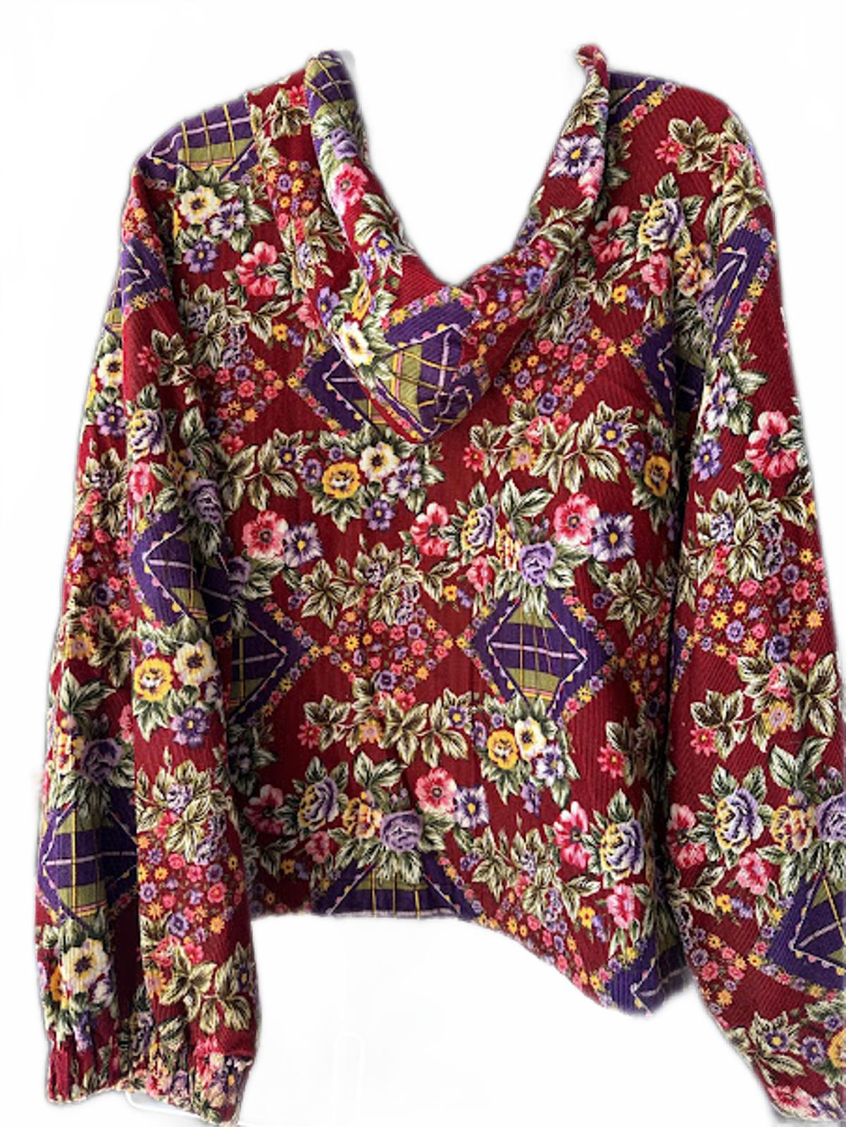 Vintage Floral Corduroy Patchwork Jacket M