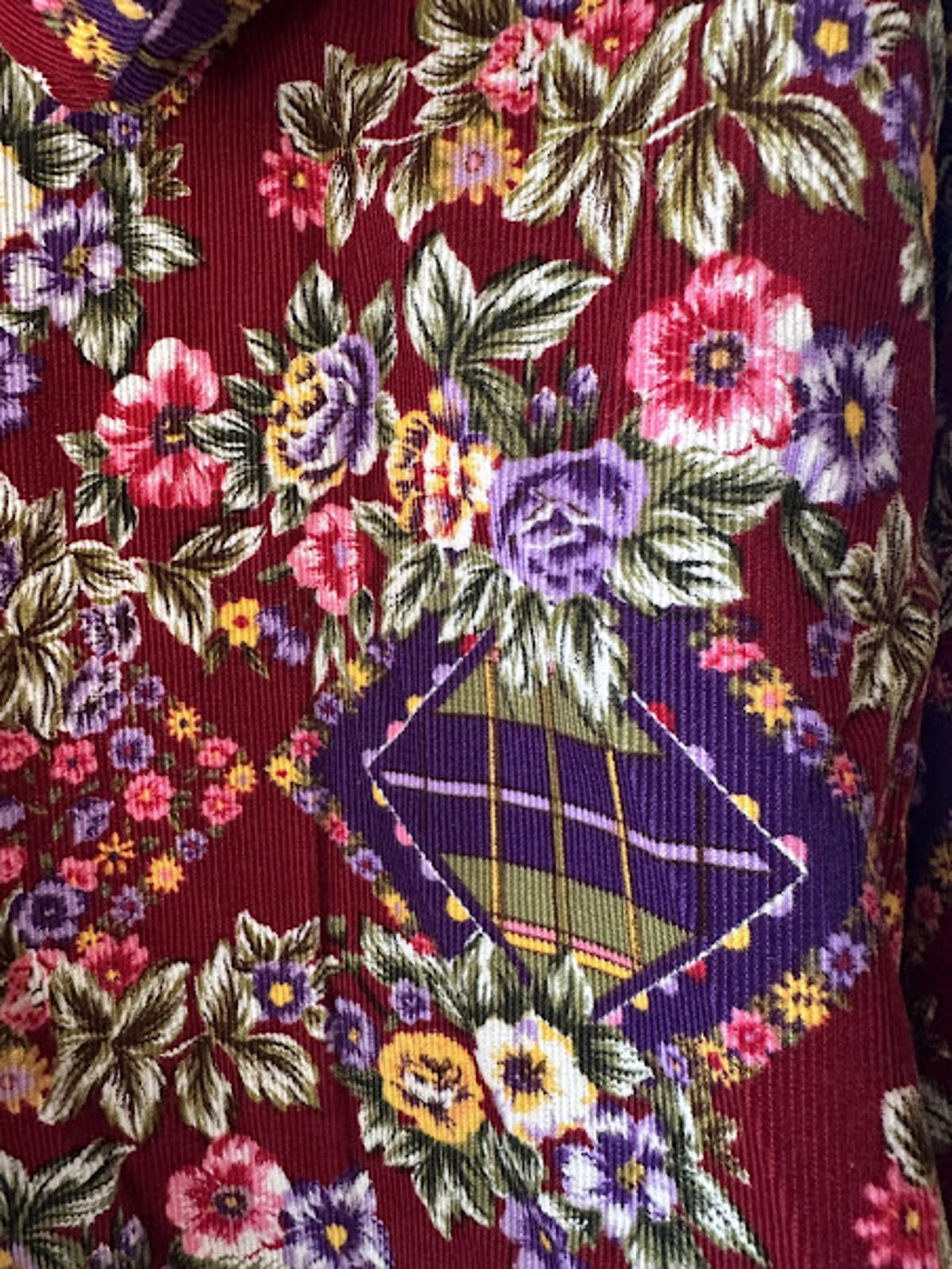 Vintage Floral Corduroy Patchwork Jacket M
