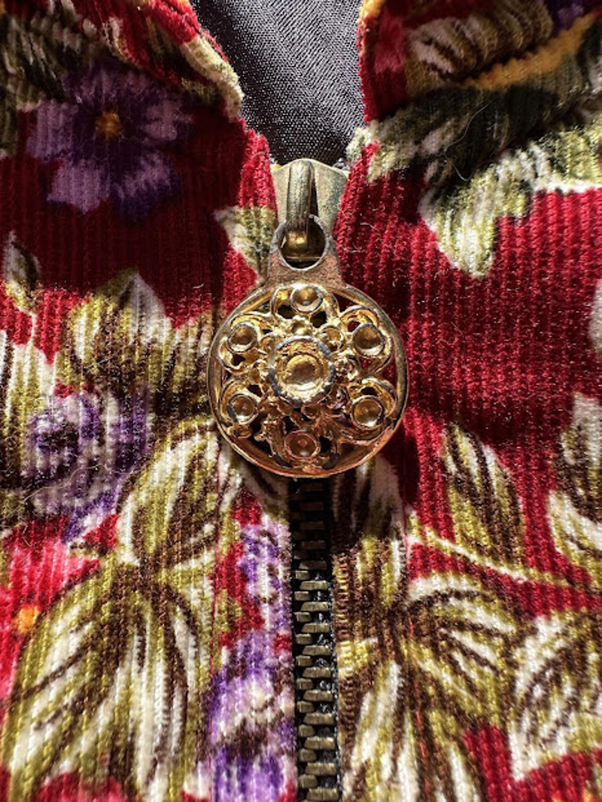 Vintage Floral Corduroy Patchwork Jacket M