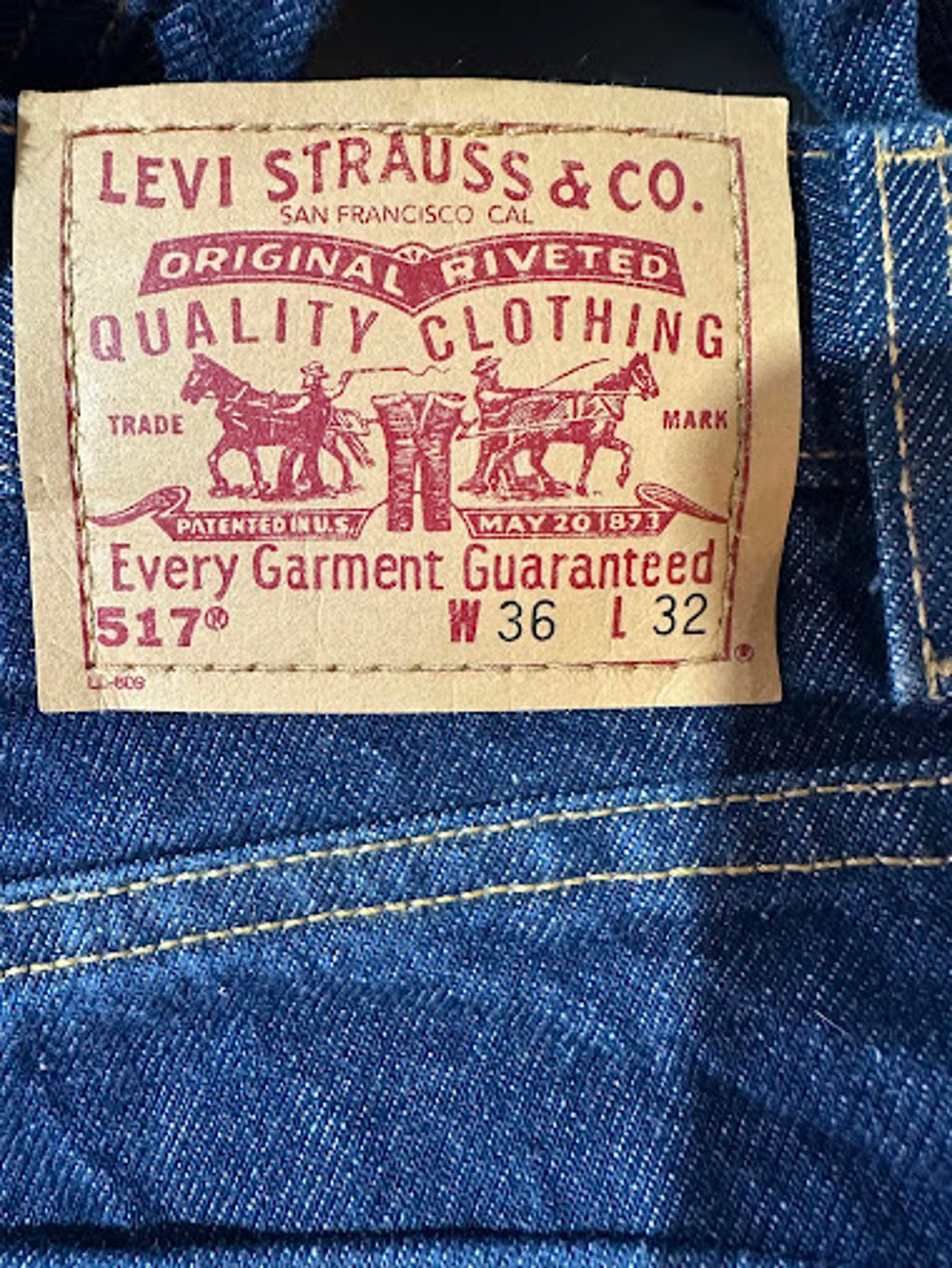 Levis 517 Bootcut Jeans 36x32 USA Made Vintage