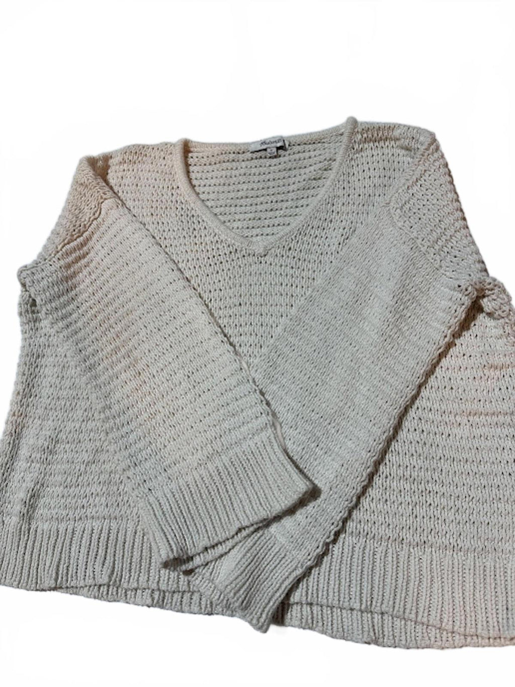 Madewell Cream V-Neck Boxy Knit Sweater S
