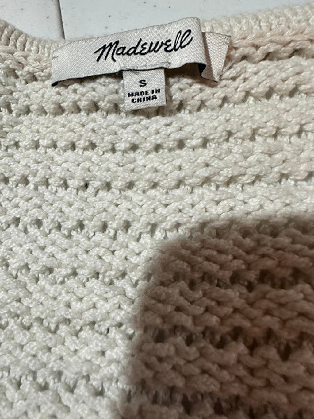 Madewell Cream V-Neck Boxy Knit Sweater S
