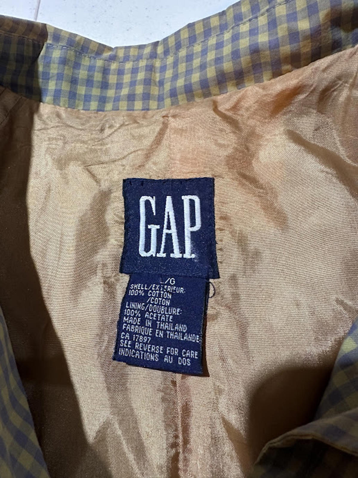 GAP Gingham Cotton Coat Thailand XL