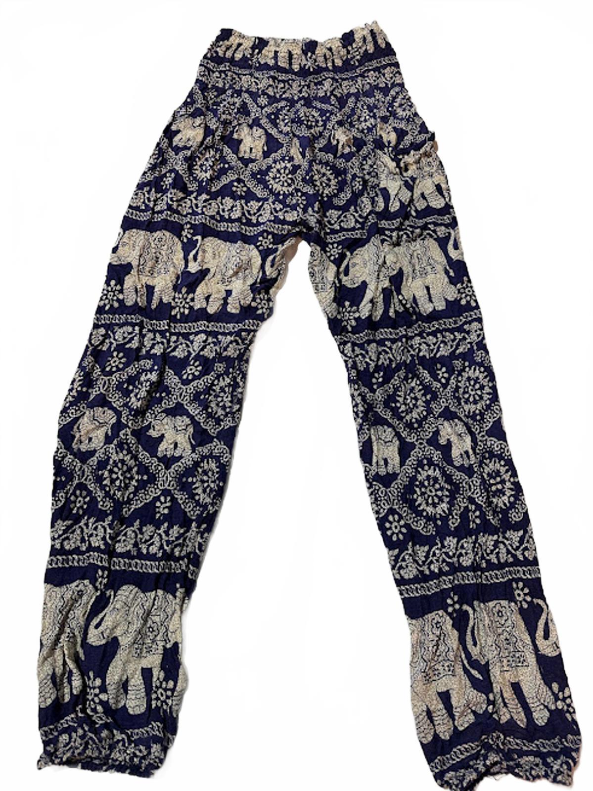 Thai Elephant Print Cotton Pants