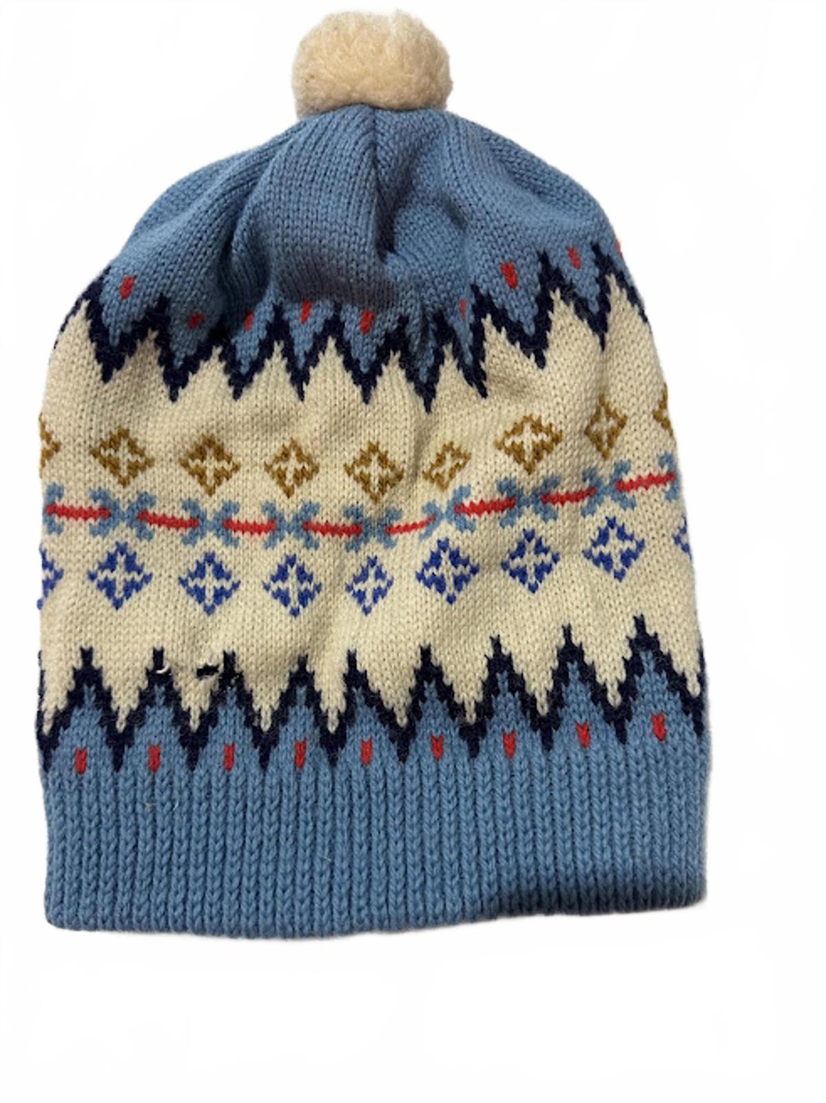 Vintage Nordic Fair Isle Pom Beanie Hat