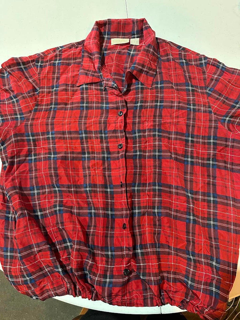 Elisabeth Red Plaid Silk Blouse 16