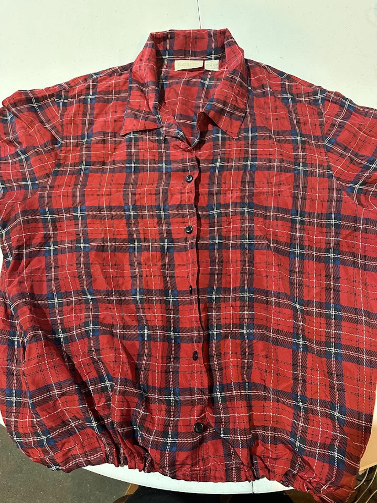 Elisabeth Red Plaid Silk Blouse 16