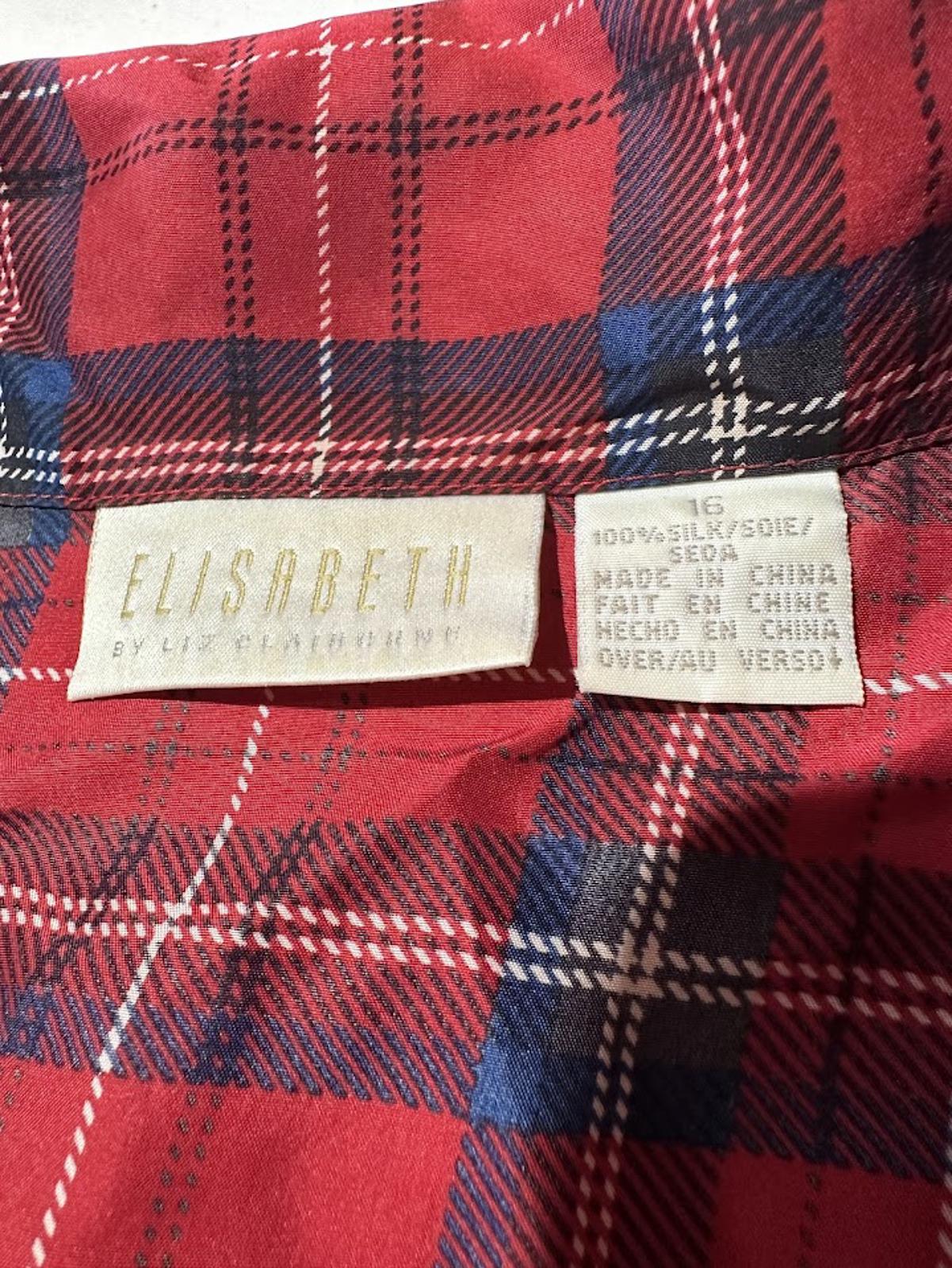 Elisabeth Red Plaid Silk Blouse 16