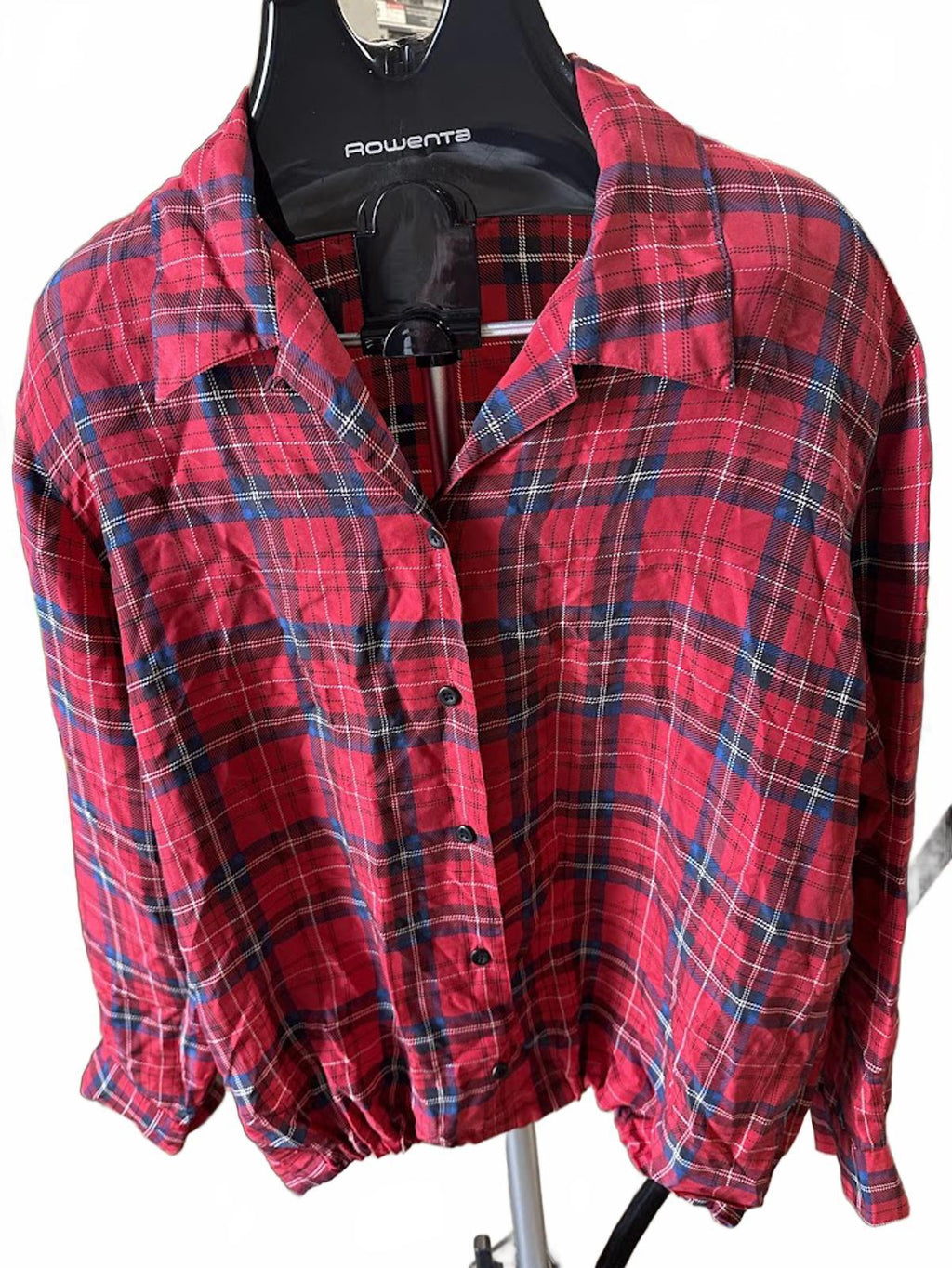 Elisabeth Red Plaid Silk Blouse 16