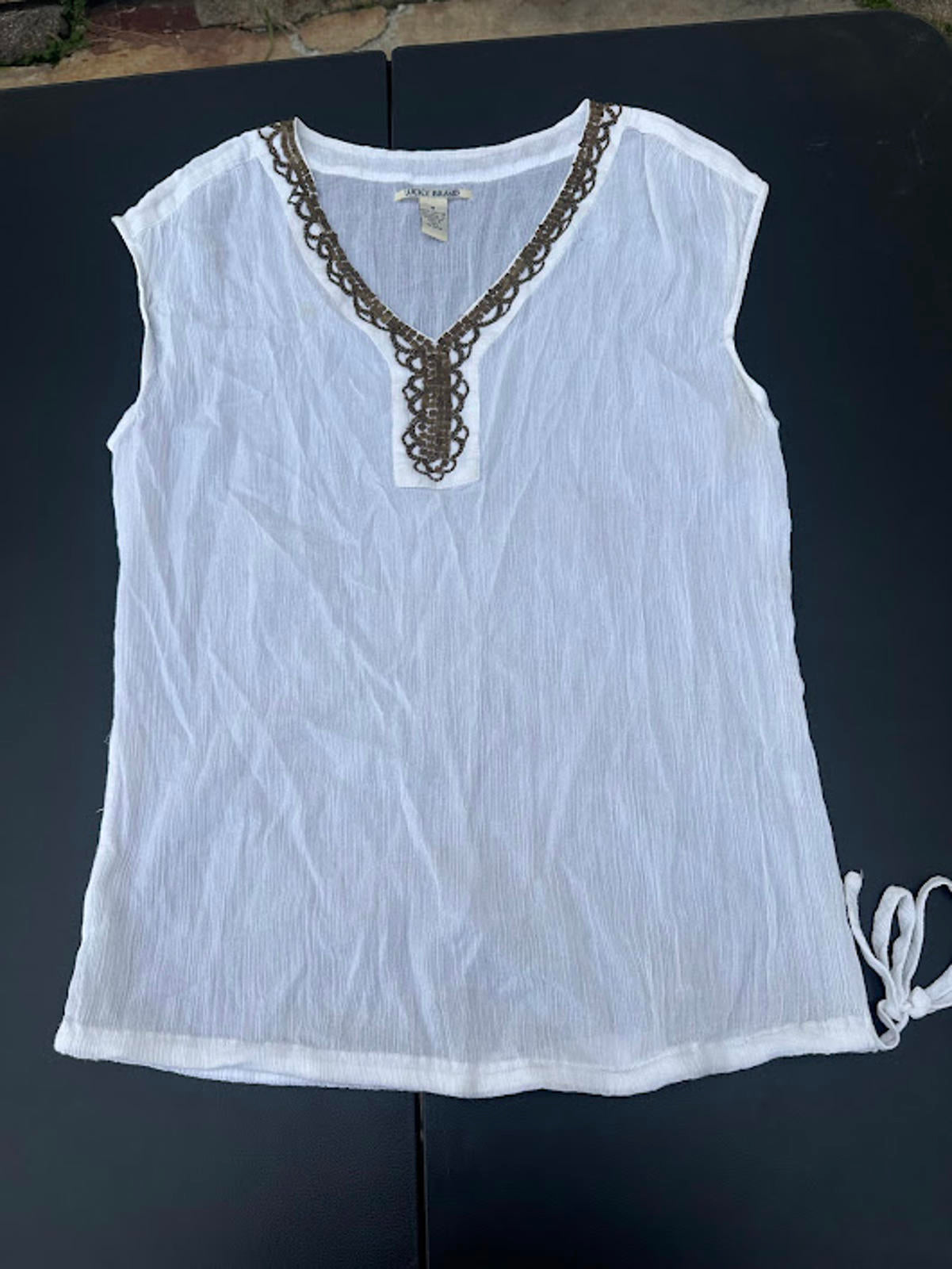 Lucky Brand Boho Beaded Top M