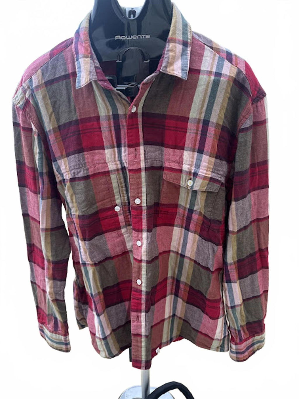 Skull XL Plaid Button Down Shirt Red Brown