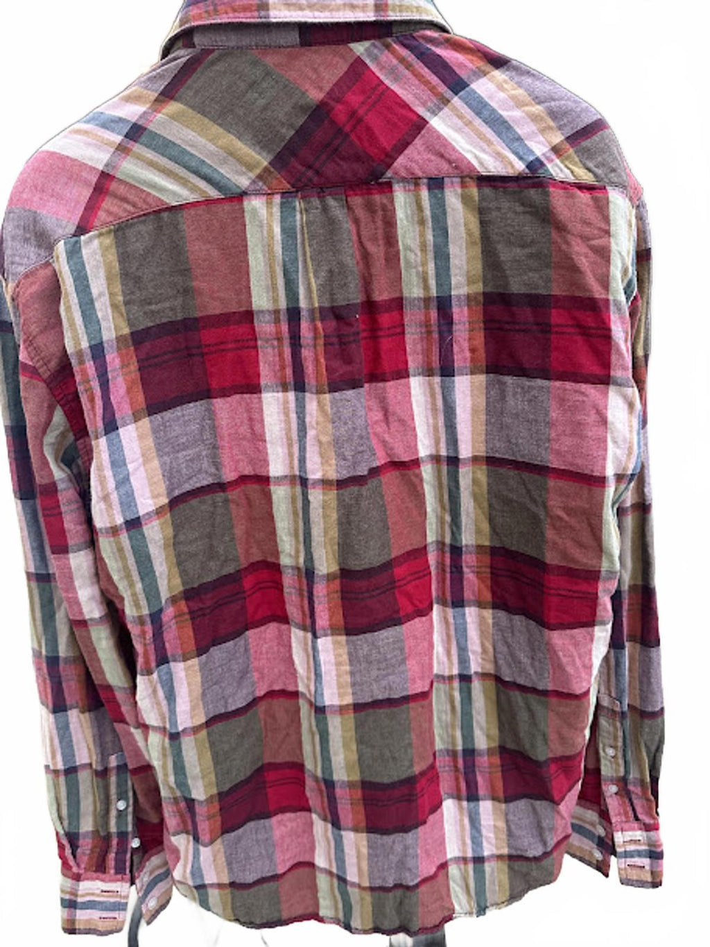 Skull XL Plaid Button Down Shirt Red Brown