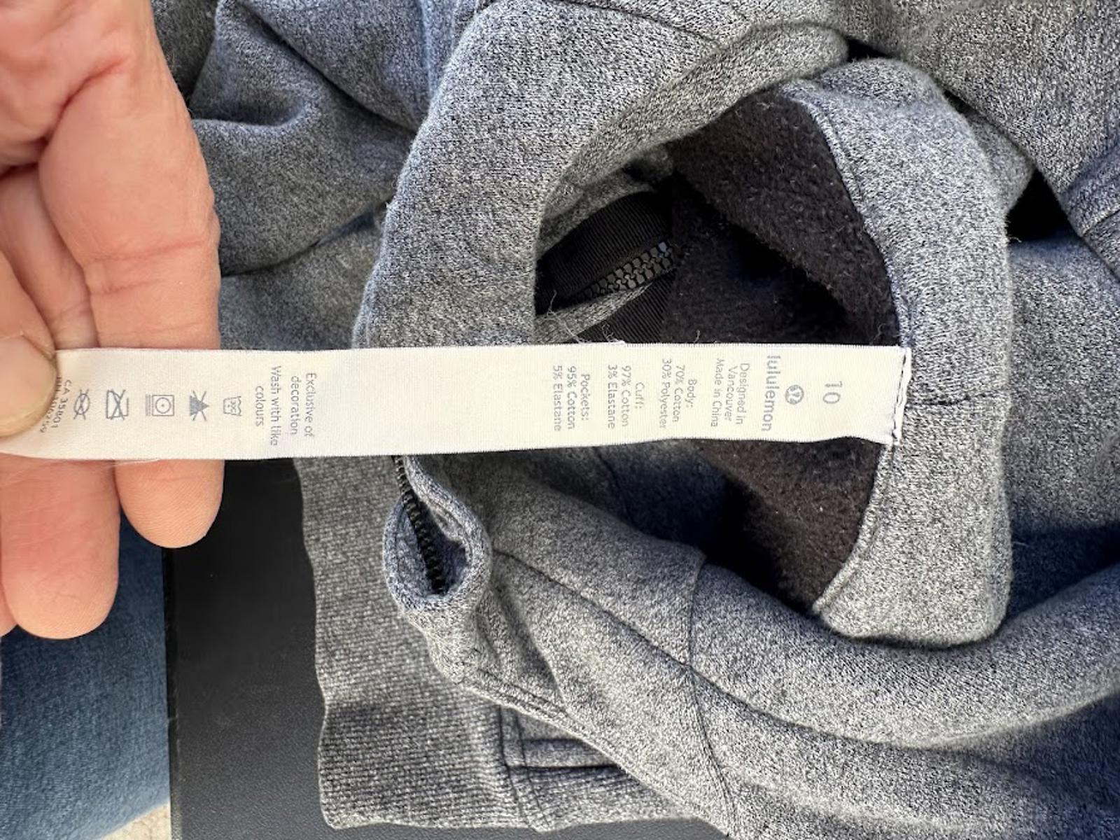 Lululemon Grey Scuba Zip Hoodie Size 10
