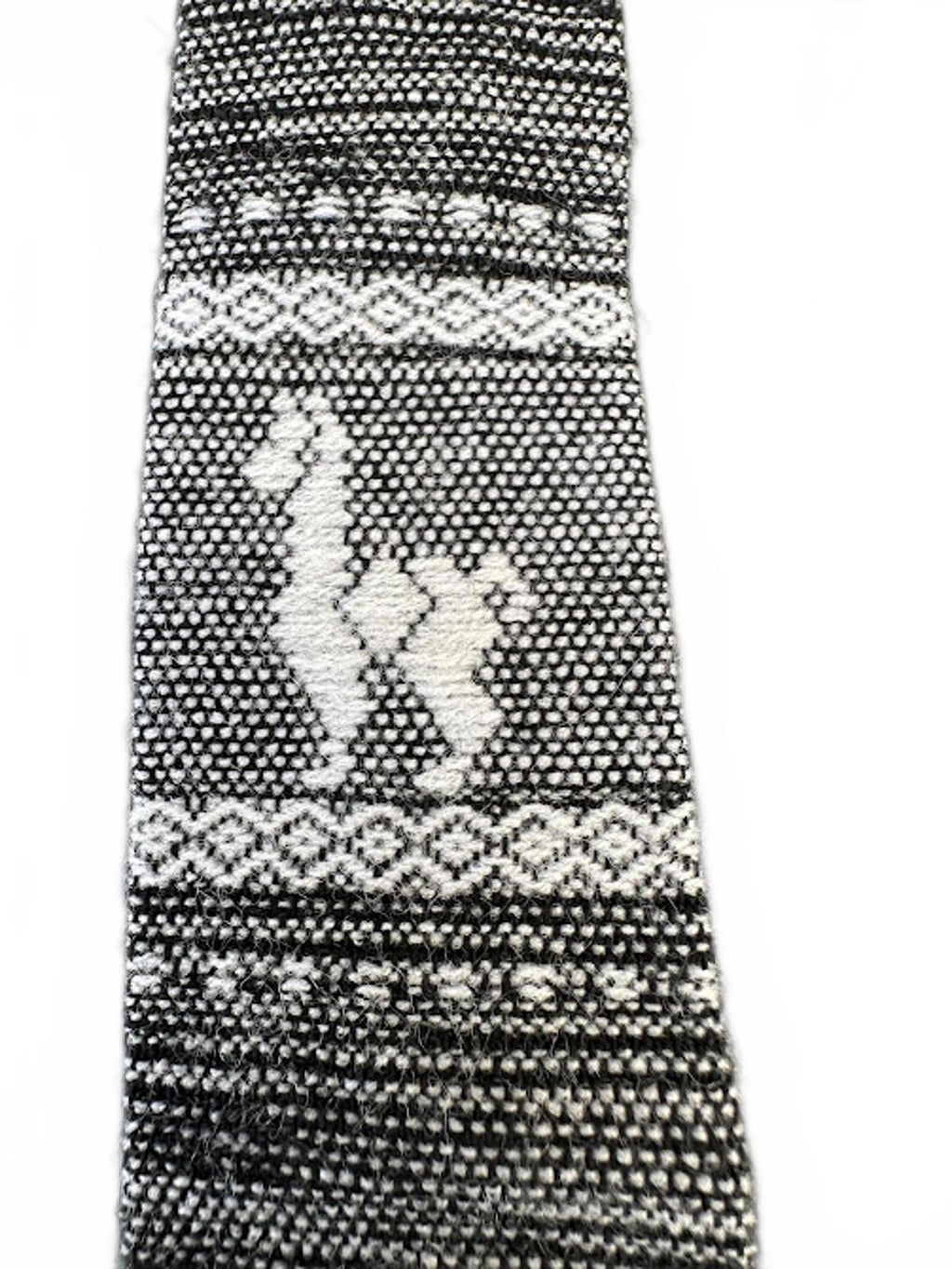 Vintage Black White Llama Knit Tie 56”