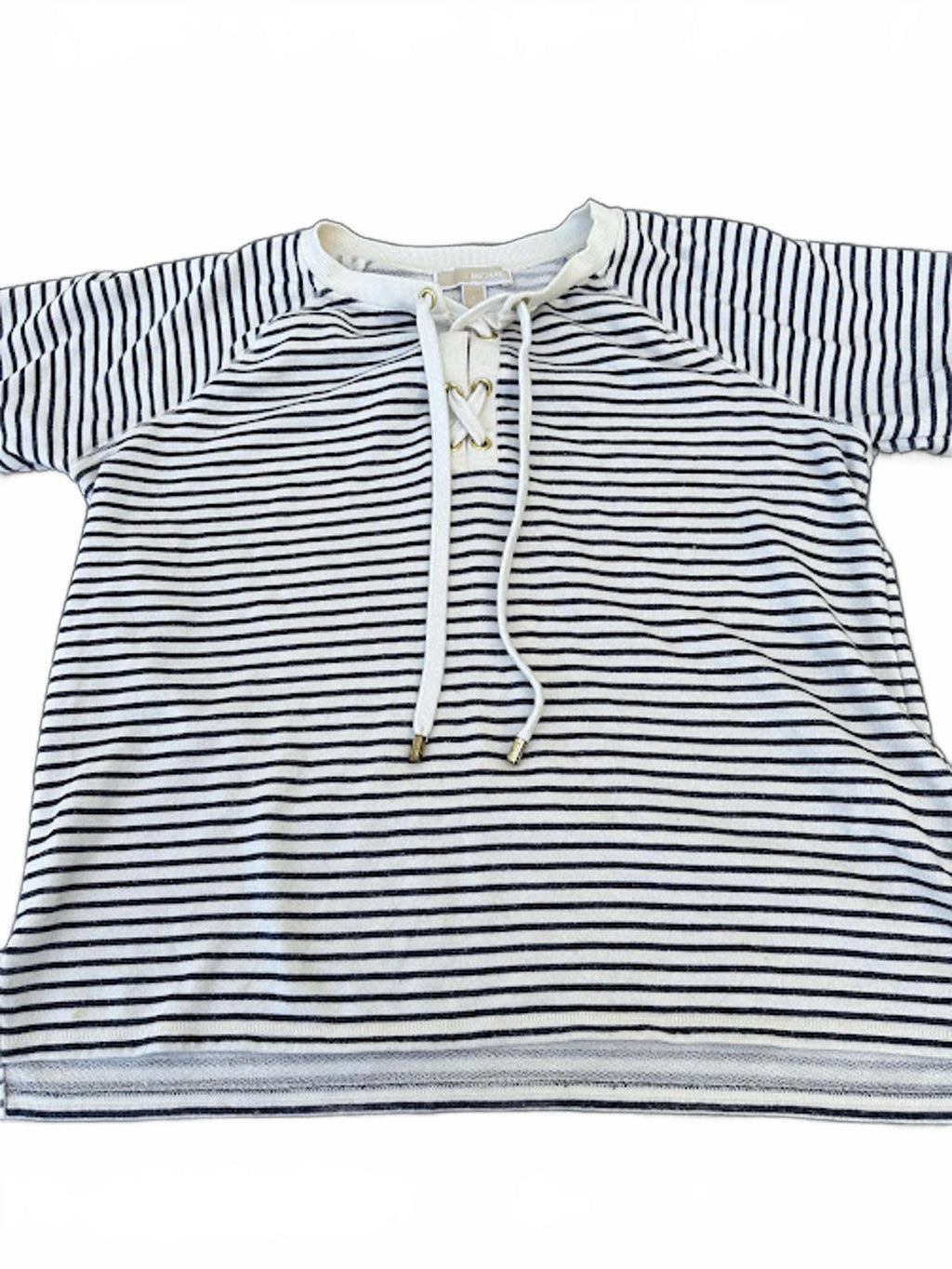 Michael Kors Striped Lace-Up Top L