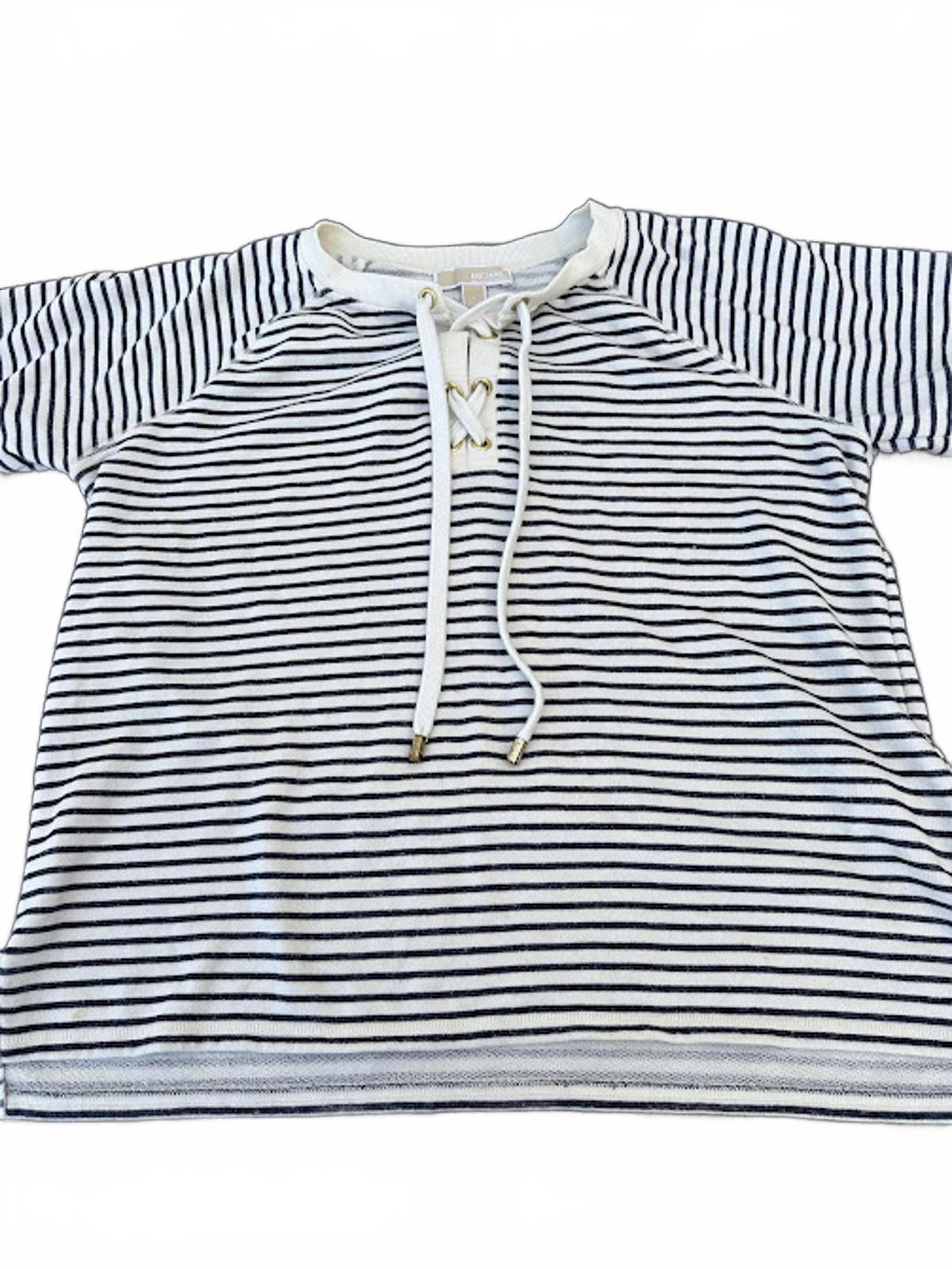 Michael Kors Striped Lace-Up Top L