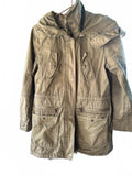 Zara Girls Olive Green Hooded Parka Jacket Sherpa Lined Utility Coat Size 13/14