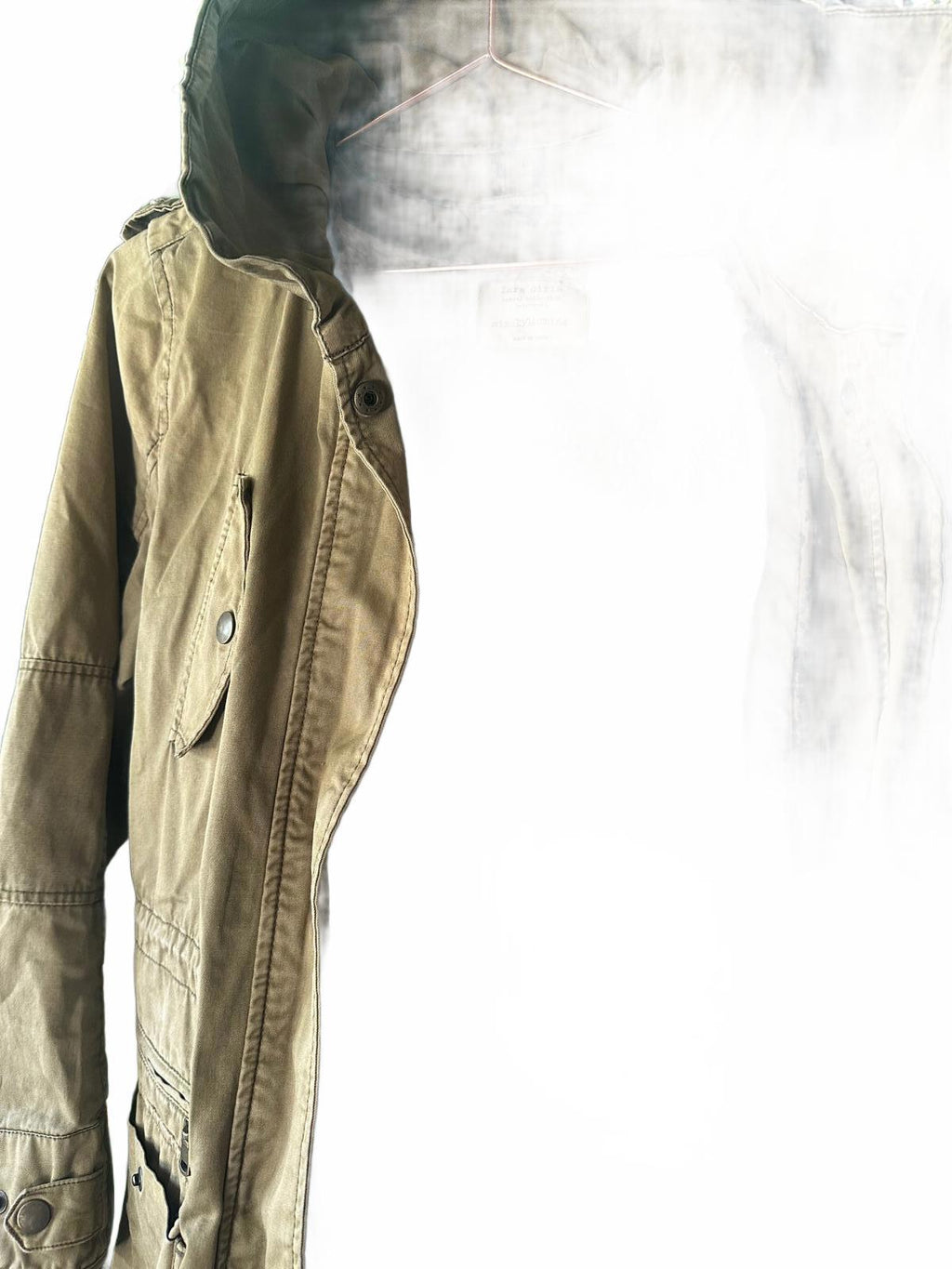 Zara Girls Olive Green Hooded Parka Jacket Sherpa Lined Utility Coat Size 13/14