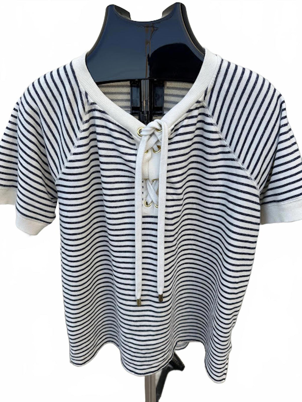 Michael Kors Striped Lace-Up Top L