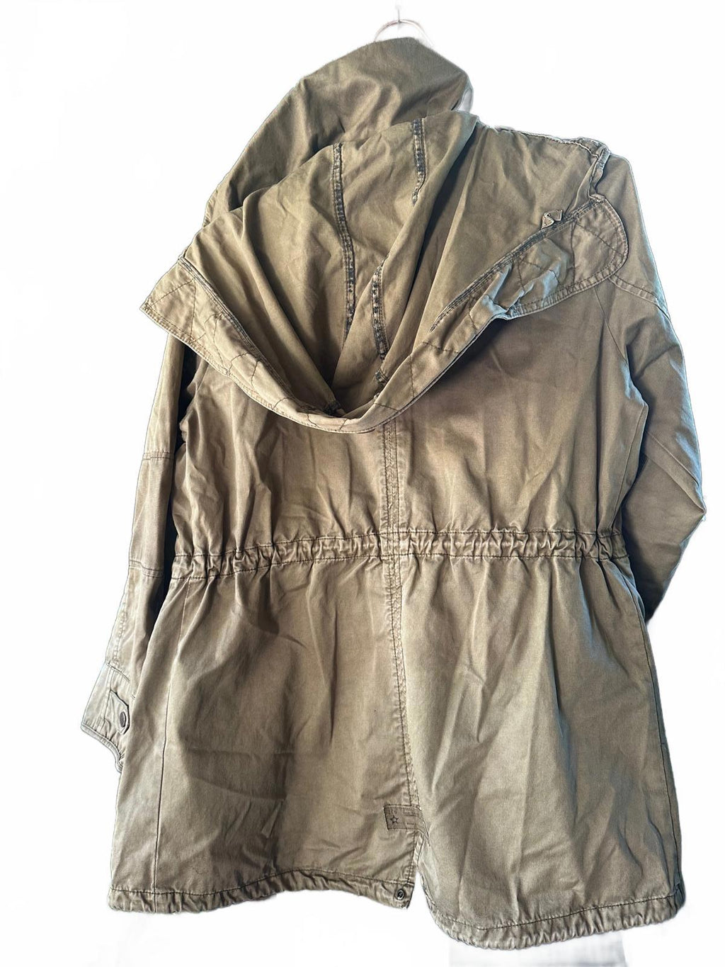 Zara Girls Olive Green Hooded Parka Jacket Sherpa Lined Utility Coat Size 13/14