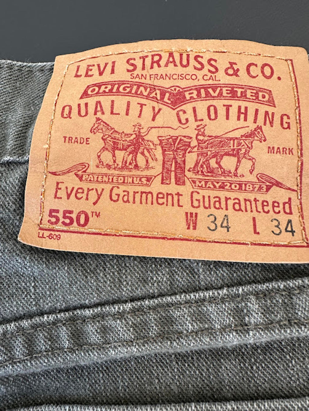 Levi’s 550 Green Gray Relaxed Jeans USA 34x34