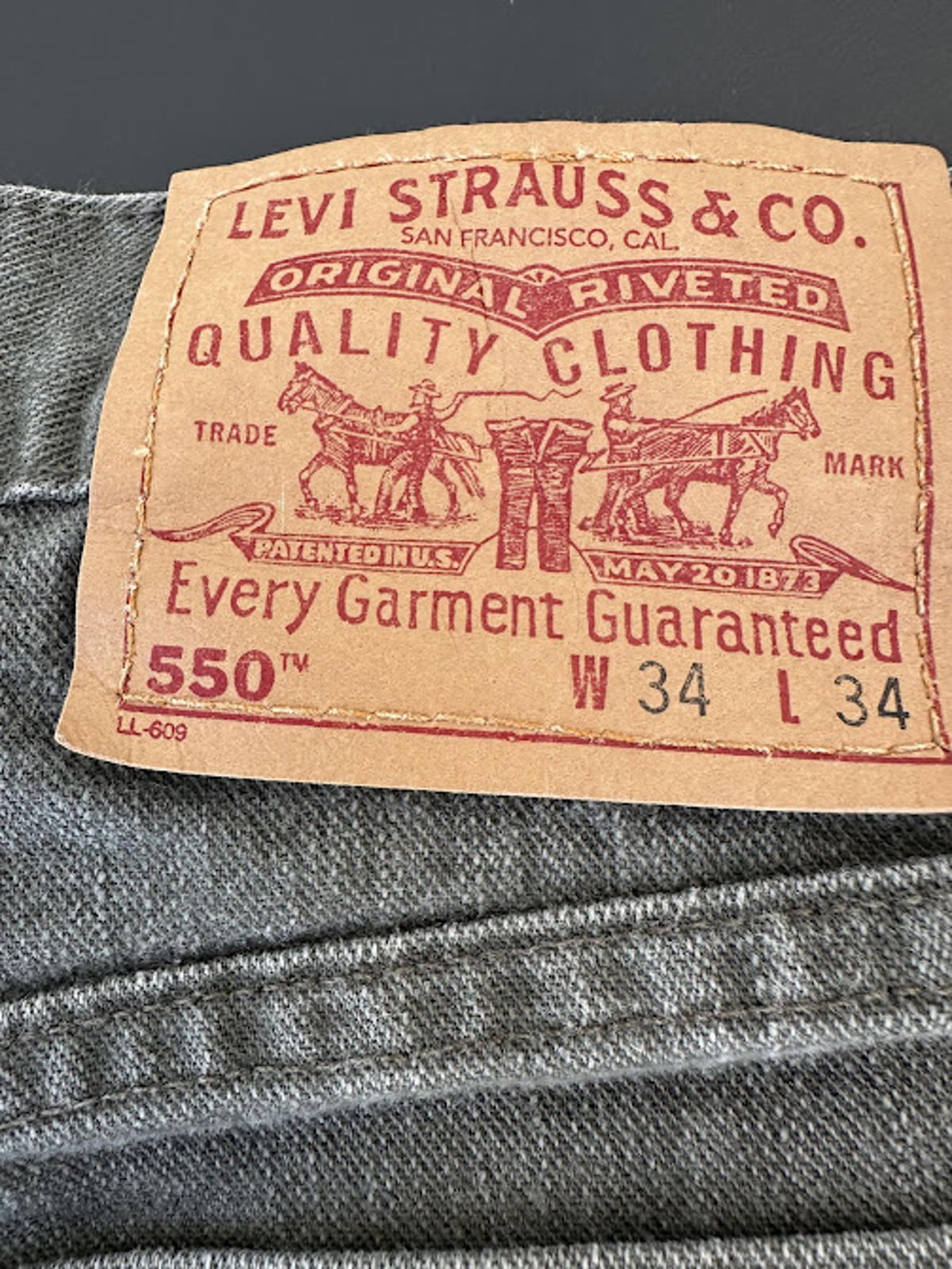 Levi’s 550 Green Gray Relaxed Jeans USA 34x34
