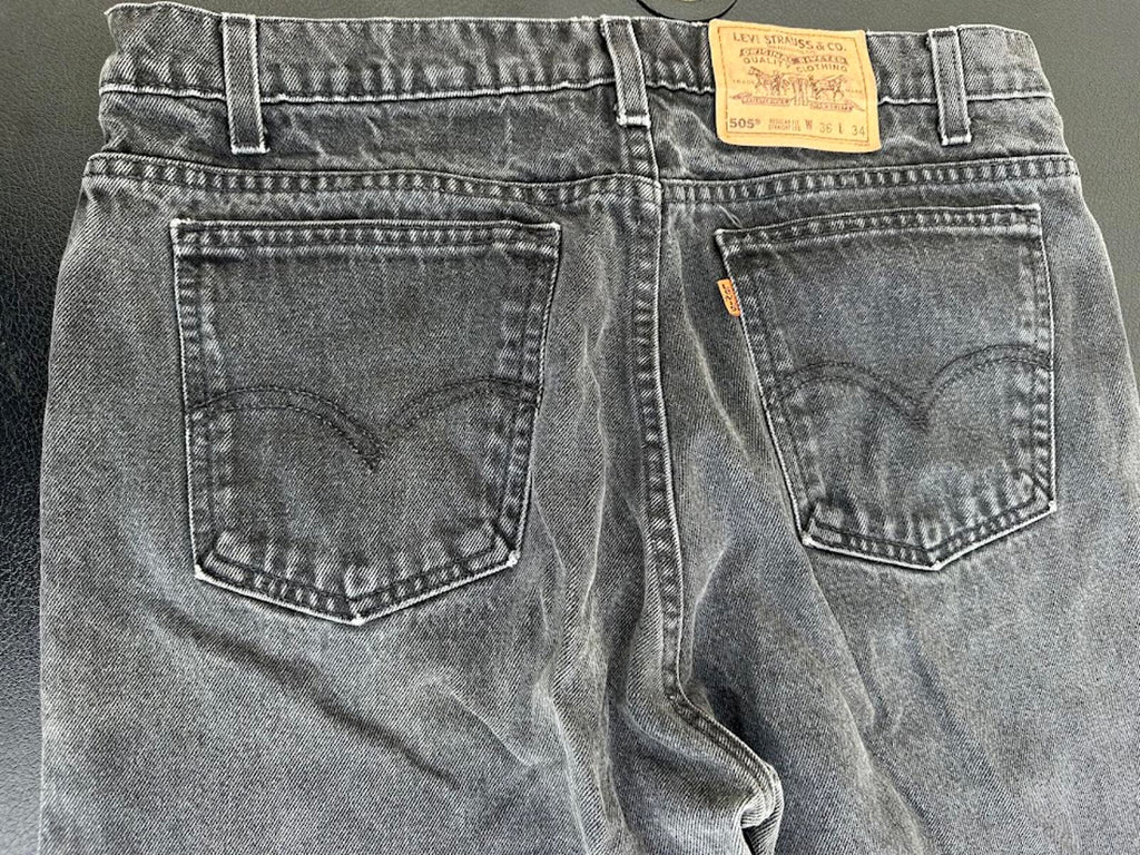 Levi’s 505 Black Jeans 36x33.5 Faded Wash