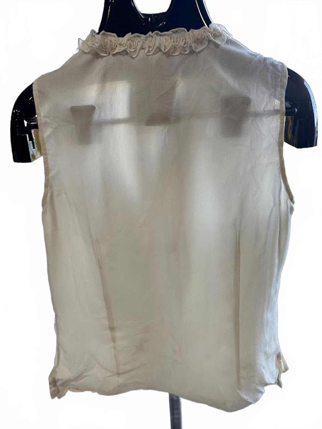 Robbie Bee Silk Ruffle Blouse Size 10 Ivory