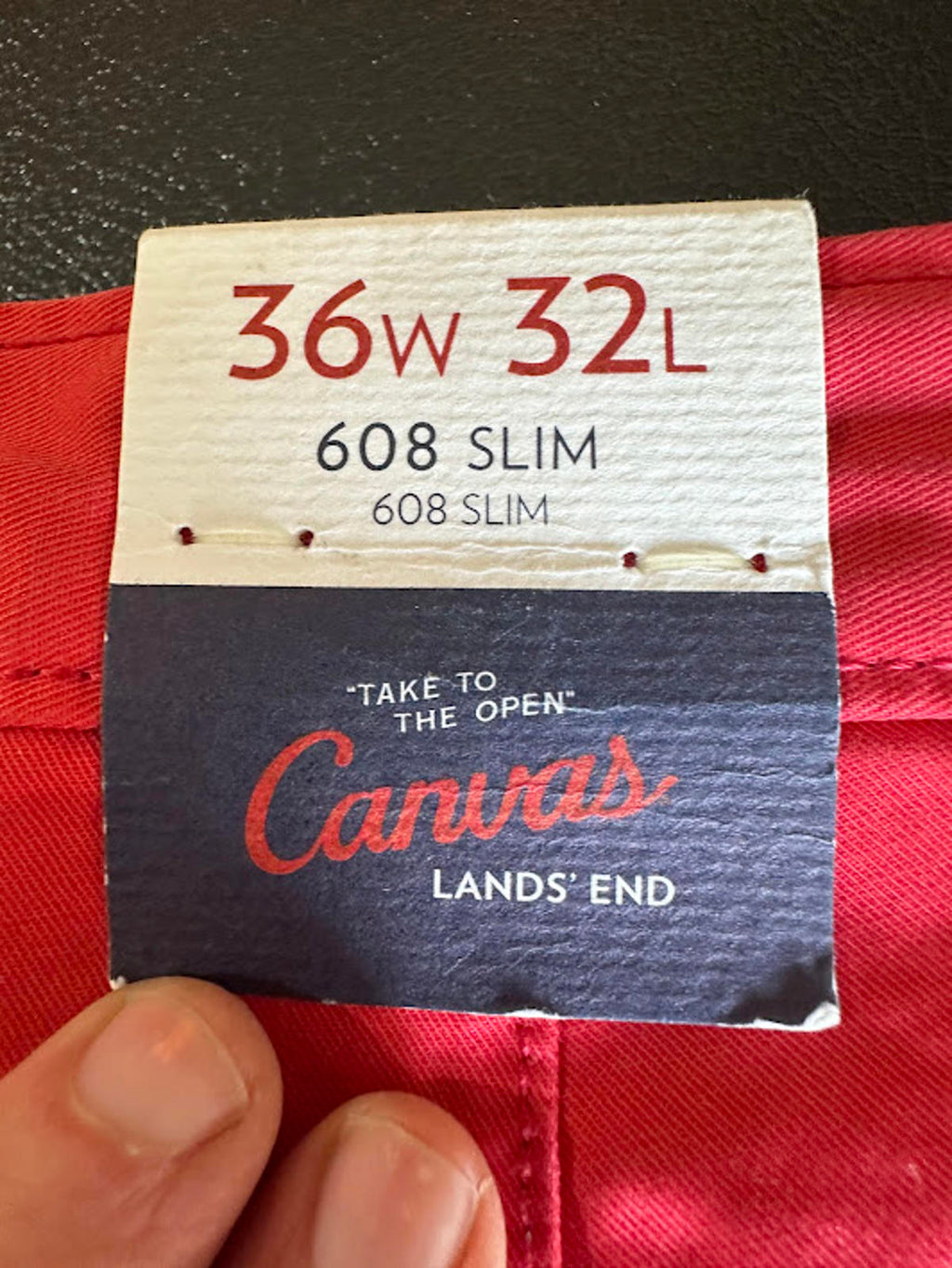 Lands’ End Canvas 608 Slim Red Pants 36x32 NWT