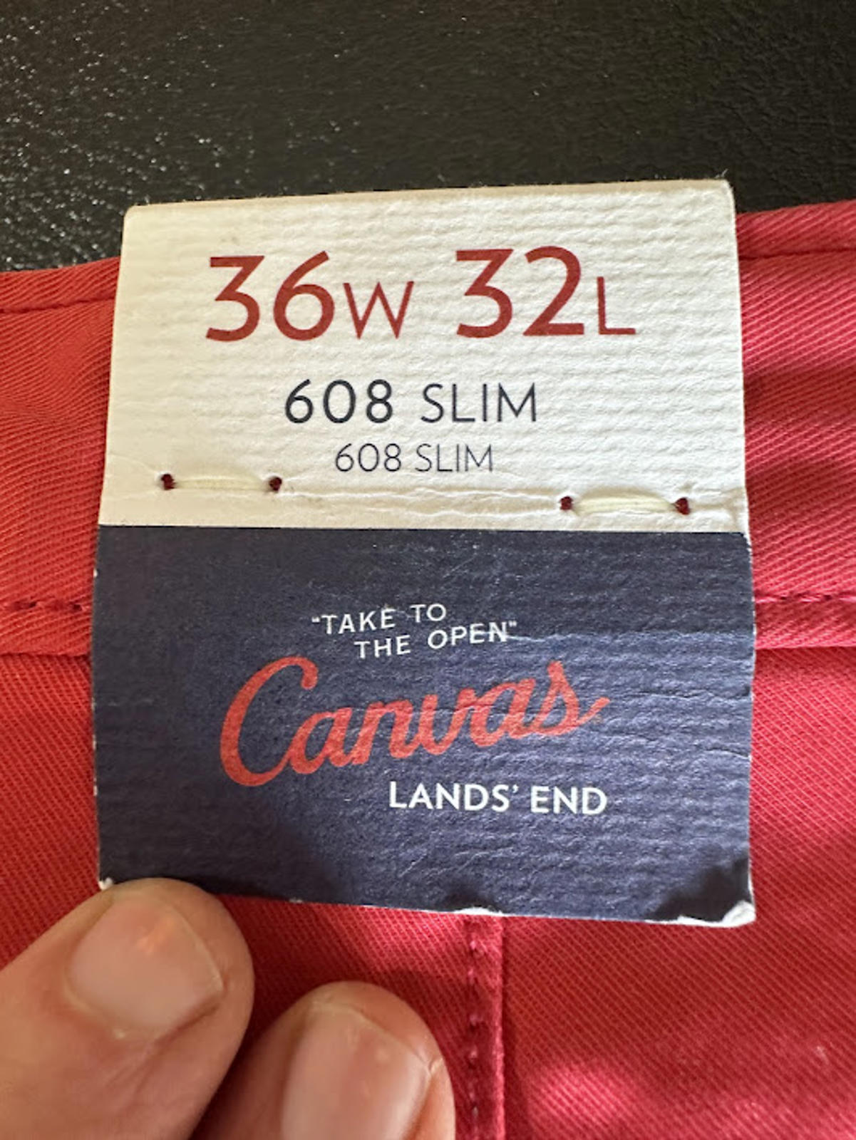 Lands’ End Canvas 608 Slim Red Pants 36x32 NWT