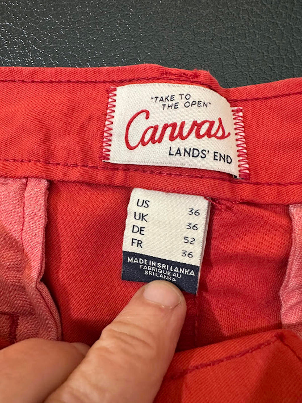 Lands’ End Canvas 608 Slim Red Pants 36x32 NWT