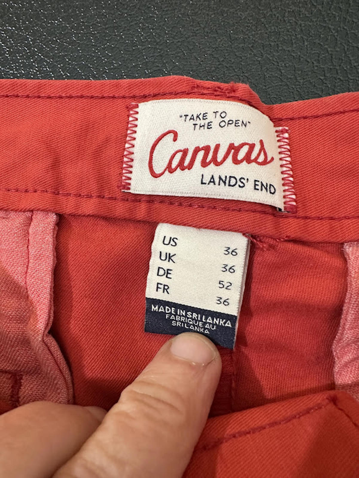 Lands’ End Canvas 608 Slim Red Pants 36x32 NWT