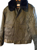 Vintage Capitol Uniform Olive Bomber Jacket Faux Fur Collar