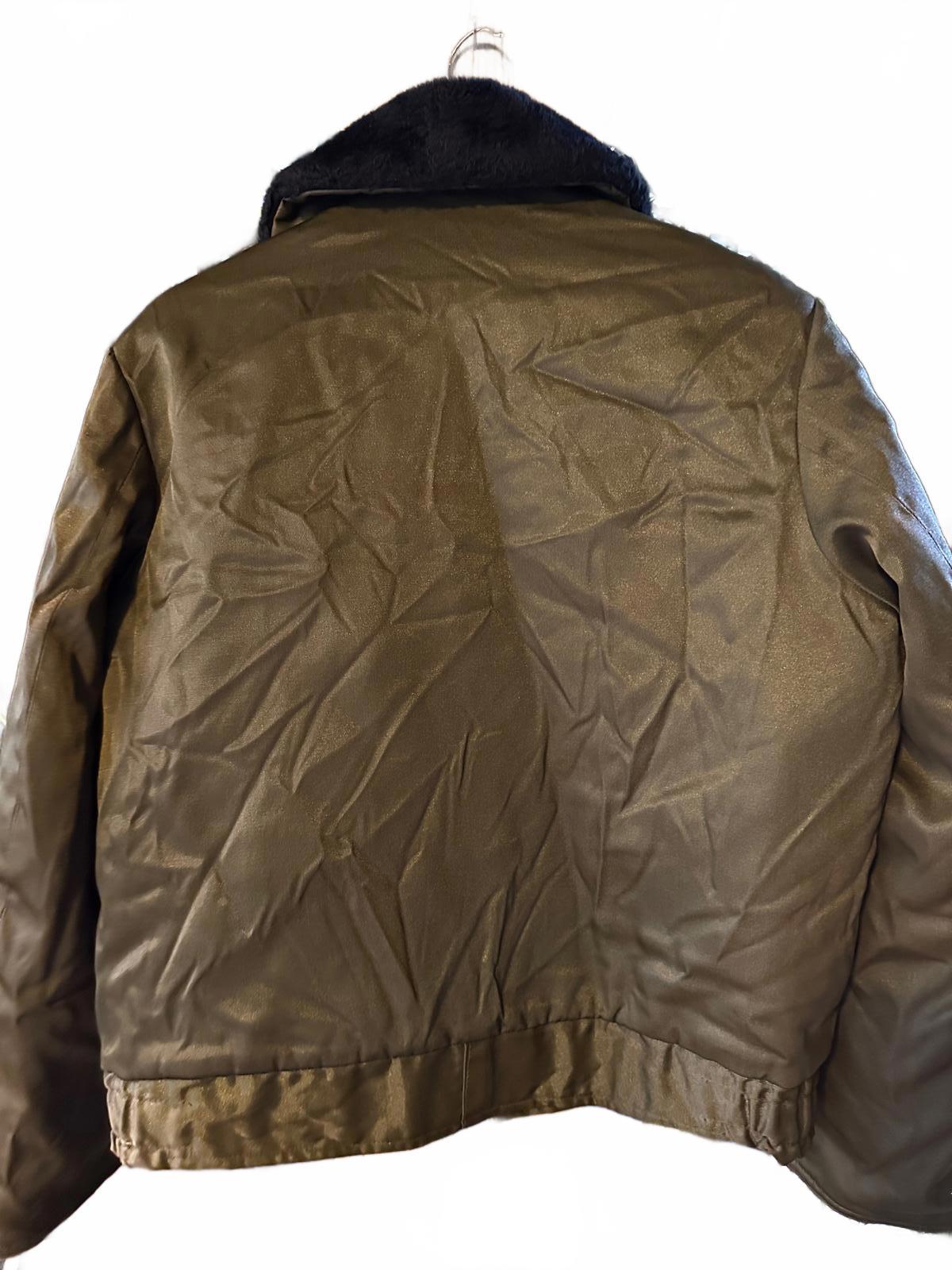 Vintage Capitol Uniform Olive Bomber Jacket Faux Fur Collar