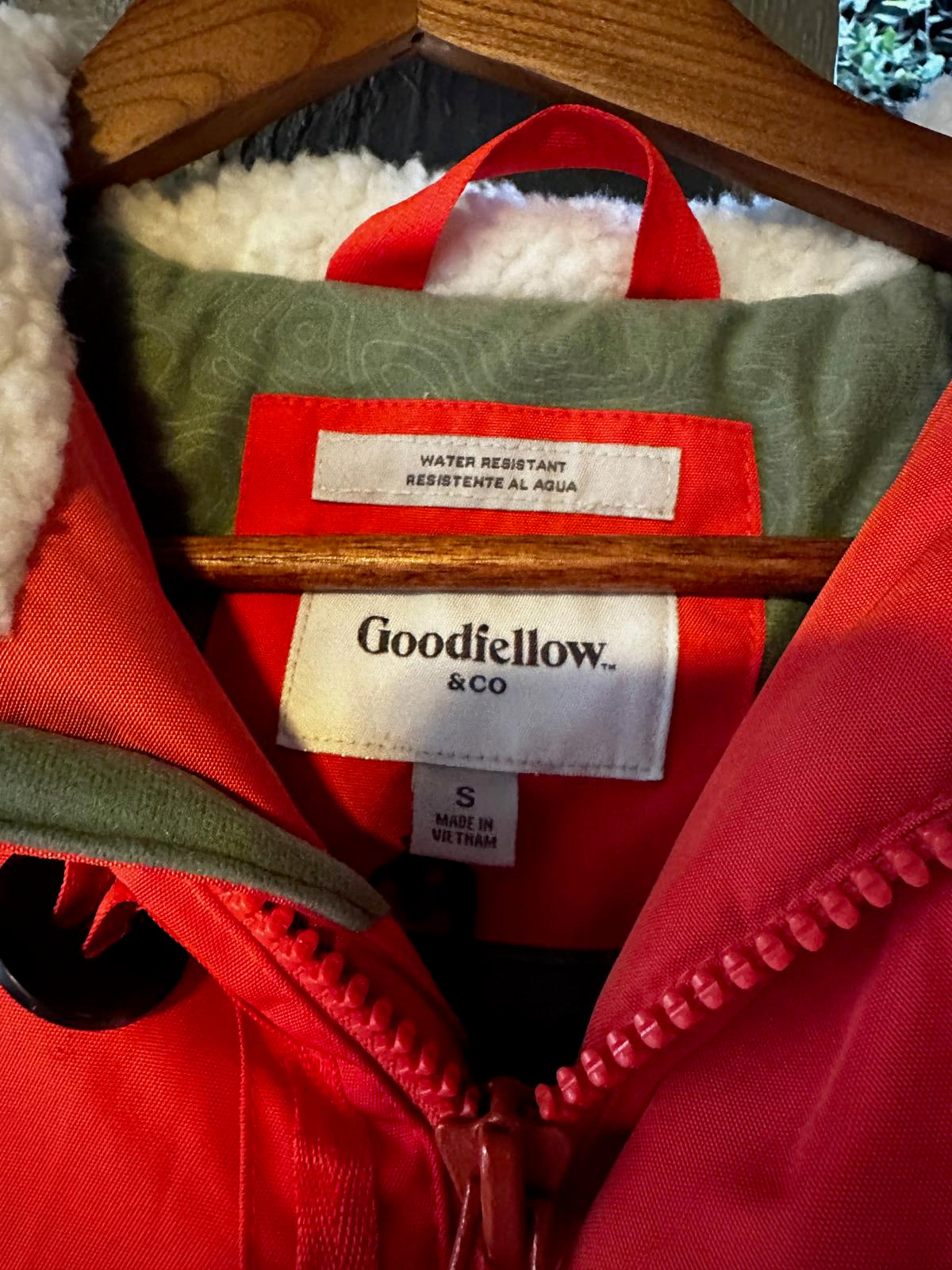 Goodfellow &Co Thermore Insulated Parka Jacket Men’s Small Red Orange Hooded NWT