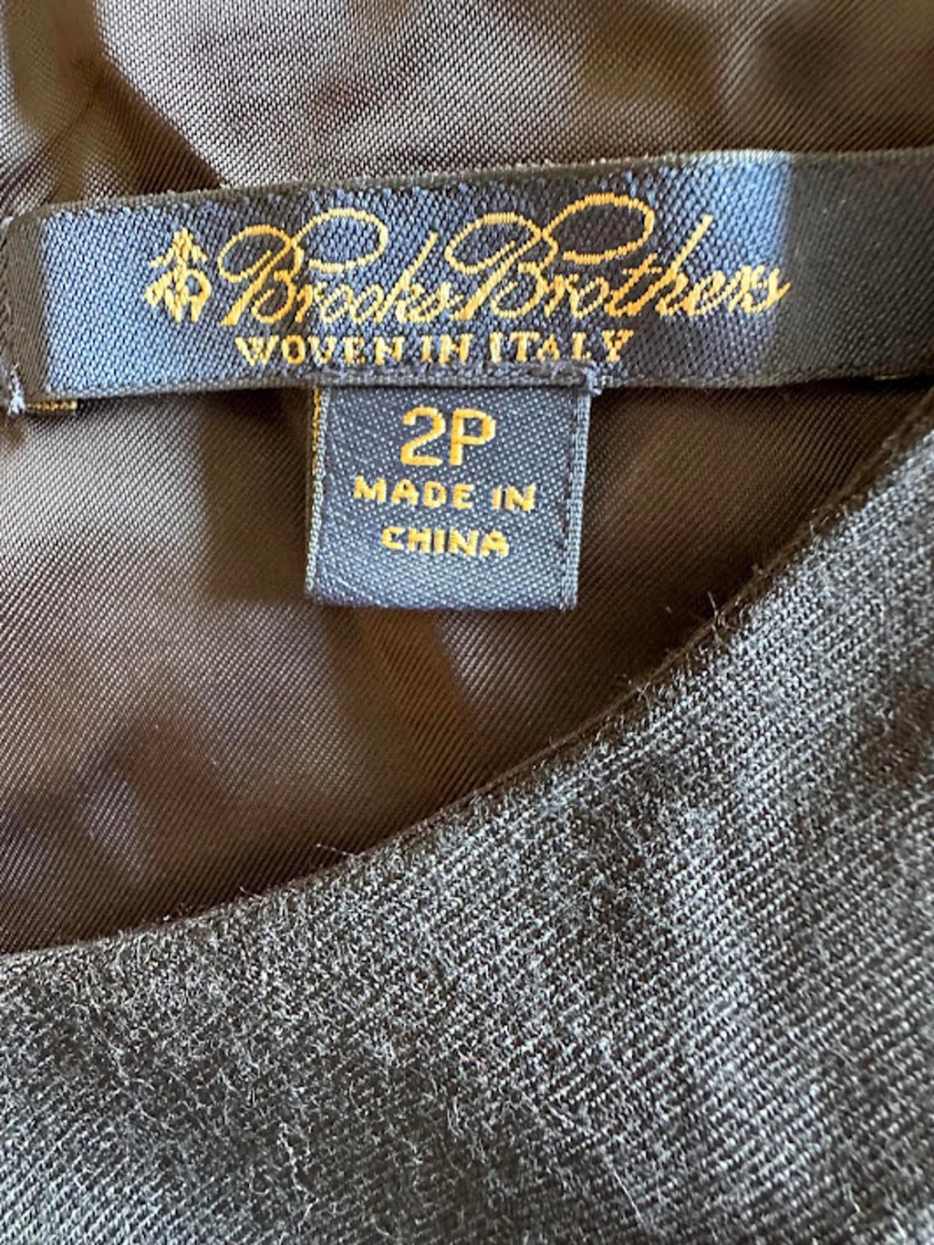 Brooks Brothers Black Wool Sheath Dress 2P Italy Fabric