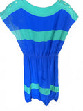 Casi Silk Colorblock Dress Blue Green Size 6 Hong Kong