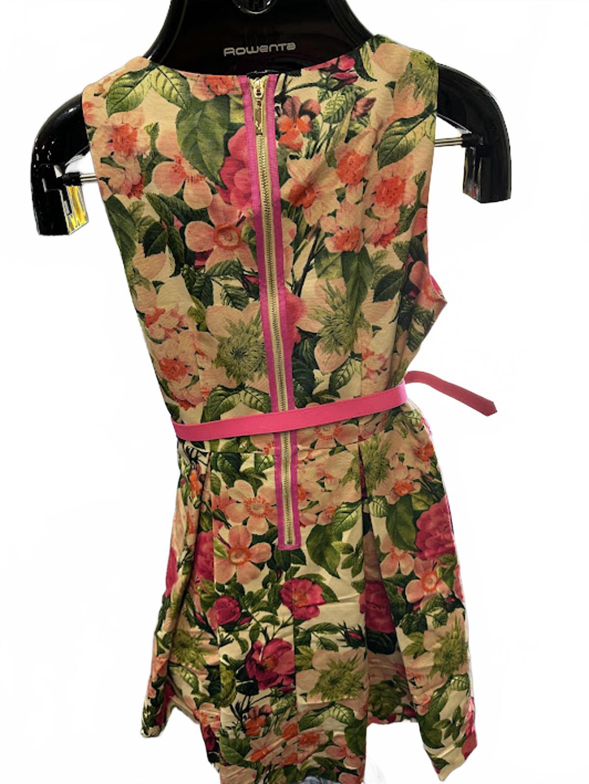 Eliza J Floral Fit & Flare Dress Pink Trim 10P