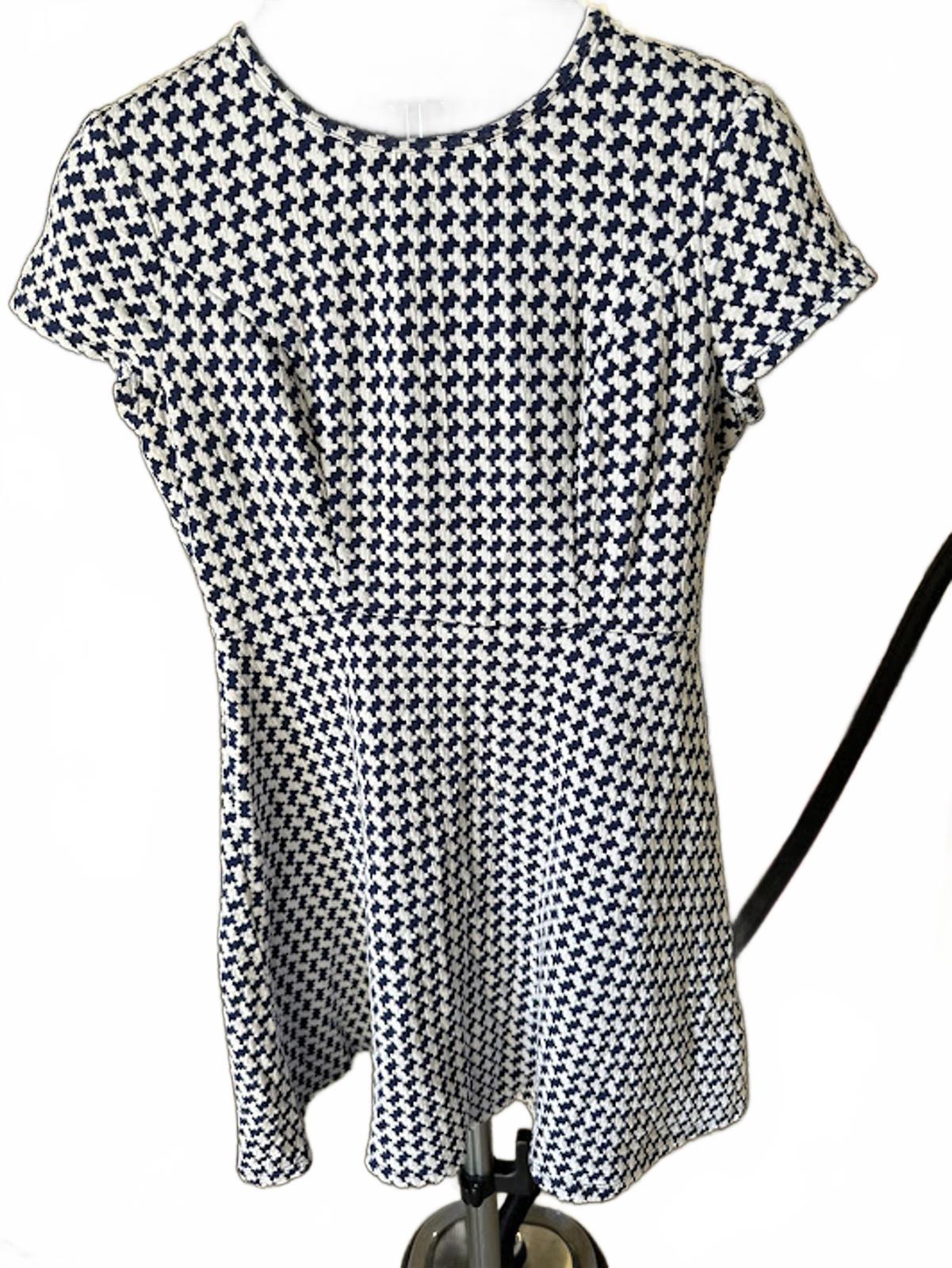 Speechless Blue White Houndstooth Dress M