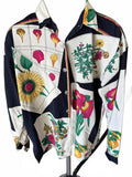 Vintage Botanical Print Silk Blouse Jacket