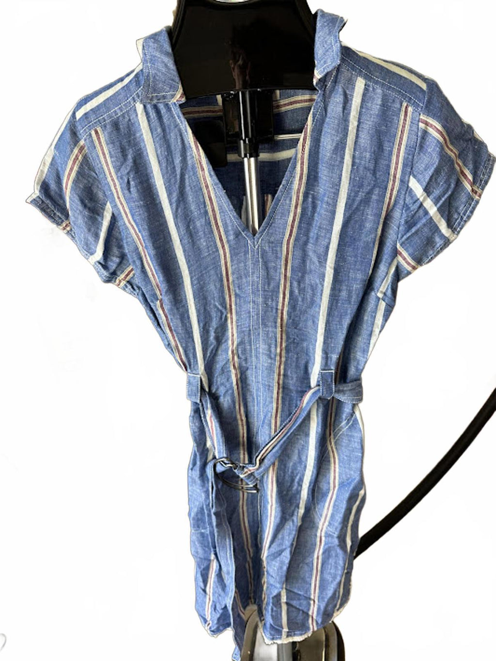 Anthro Pilcro Striped Linen Belted Dress US 6
