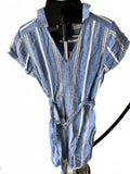 Anthro Pilcro Striped Linen Belted Dress US 6