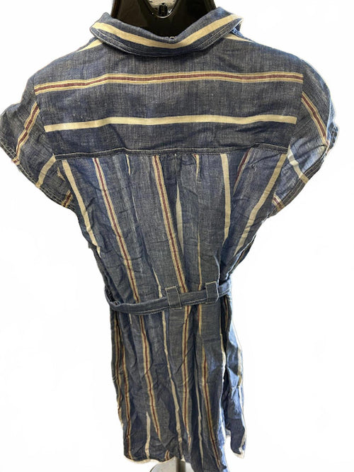 Anthro Pilcro Striped Linen Belted Dress US 6