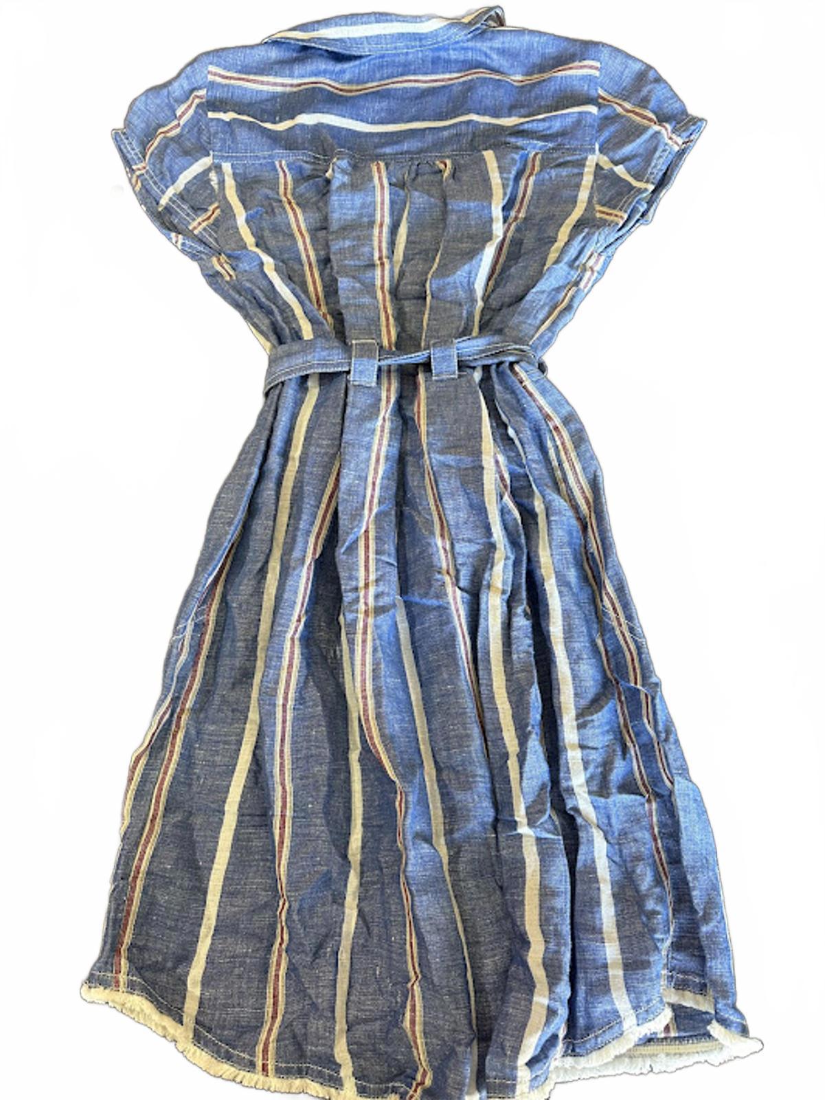 Anthro Pilcro Striped Linen Belted Dress US 6
