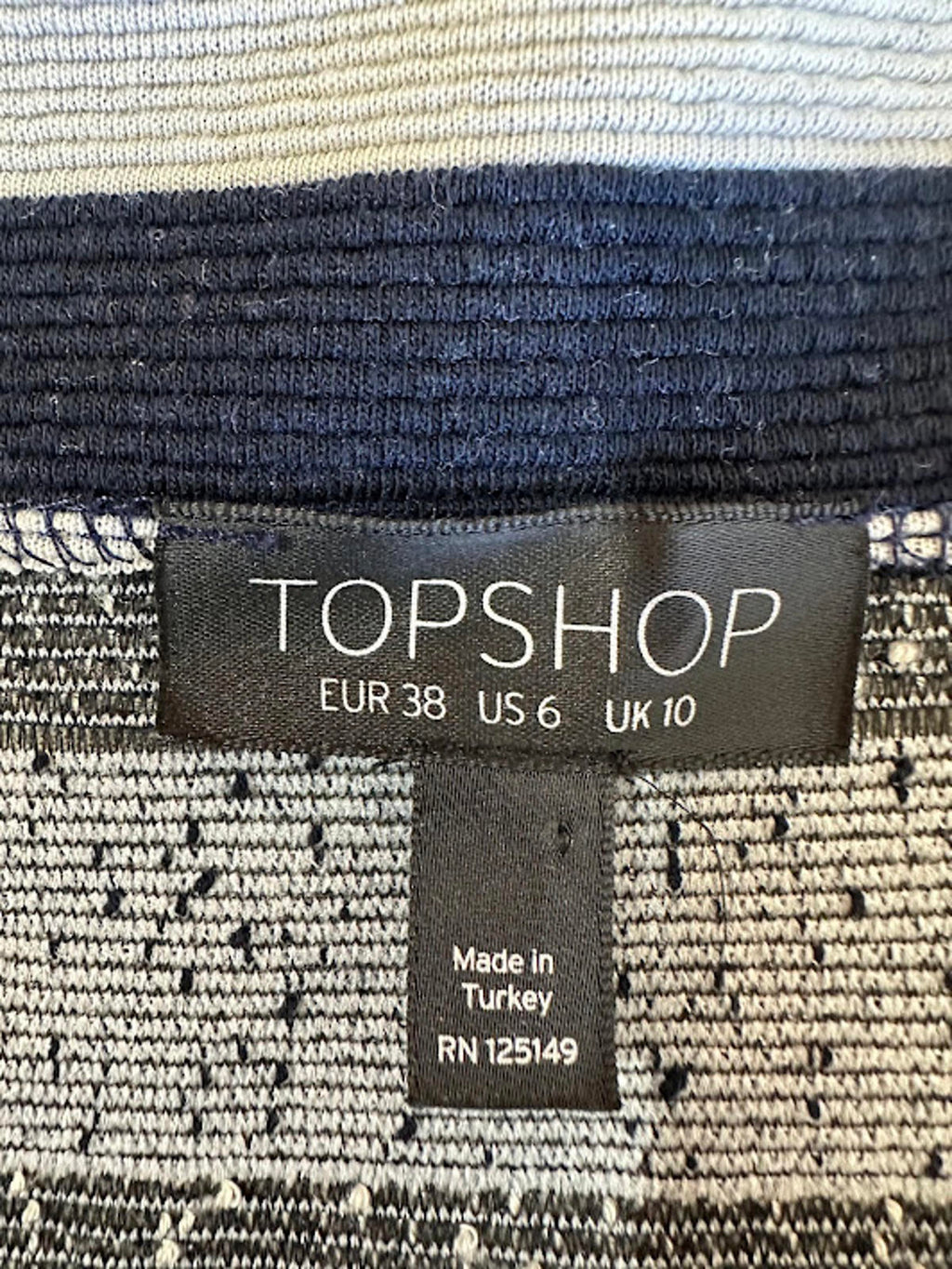 Topshop Striped Knit Bodycon Dress US 6