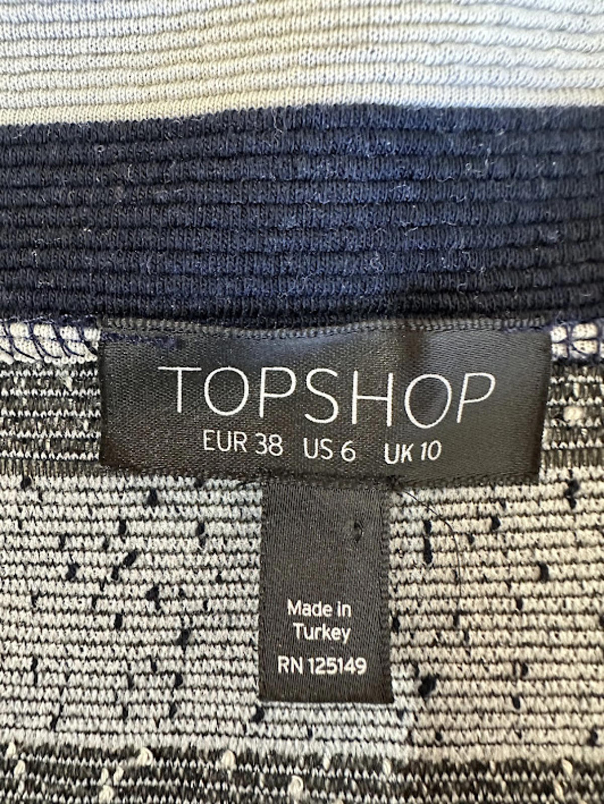 Topshop Striped Knit Bodycon Dress US 6